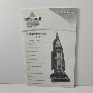 Bissell Cleanview Helix Bagless User's Guide Manual Vacuum Parts English Spanish